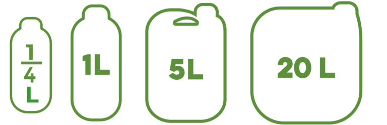 1/4L, 1L, 5L y 20L